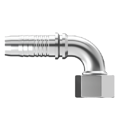 UC-DLFX90-0618 : Continental Hose Fitting, 0.375 (3/8") Hose ID, 18x1.5 Female DIN Light, 90-Degree, Swivel Connection