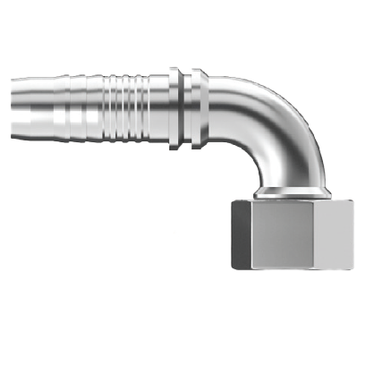 UC-OFFX90L-0404 : Continental Hose Fitting, 0.25 (1/4") Hose ID, 9/16-18 Female ORFS, 90-Degree, Swivel Connection