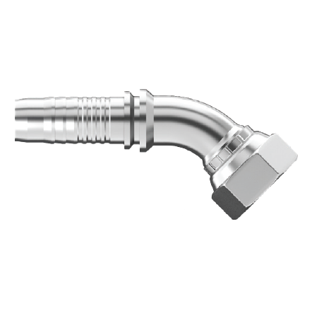 UC-SFFX45-0606 : Continental Hose Fitting, 0.375 (3/8") Hose ID, 5/8-18 Female SAE 45, 45-Degree, Swivel Connection
