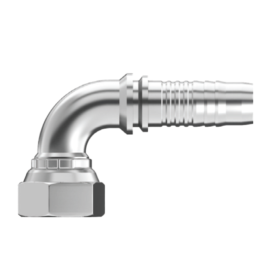 UC-SFFX90-0608 : Continental Hose Fitting, 0.375 (3/8") Hose ID, 3/4-16 Female SAE 45, 90-Degree, Swivel Connection