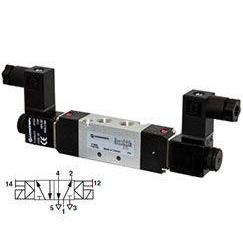 V50P511A-A213AB : Norgren V50 Series, Two-Position, Five-Way valve, Solenoid Actuated, Solenoid Return, 24VDC, 1/8 inch NPT port
