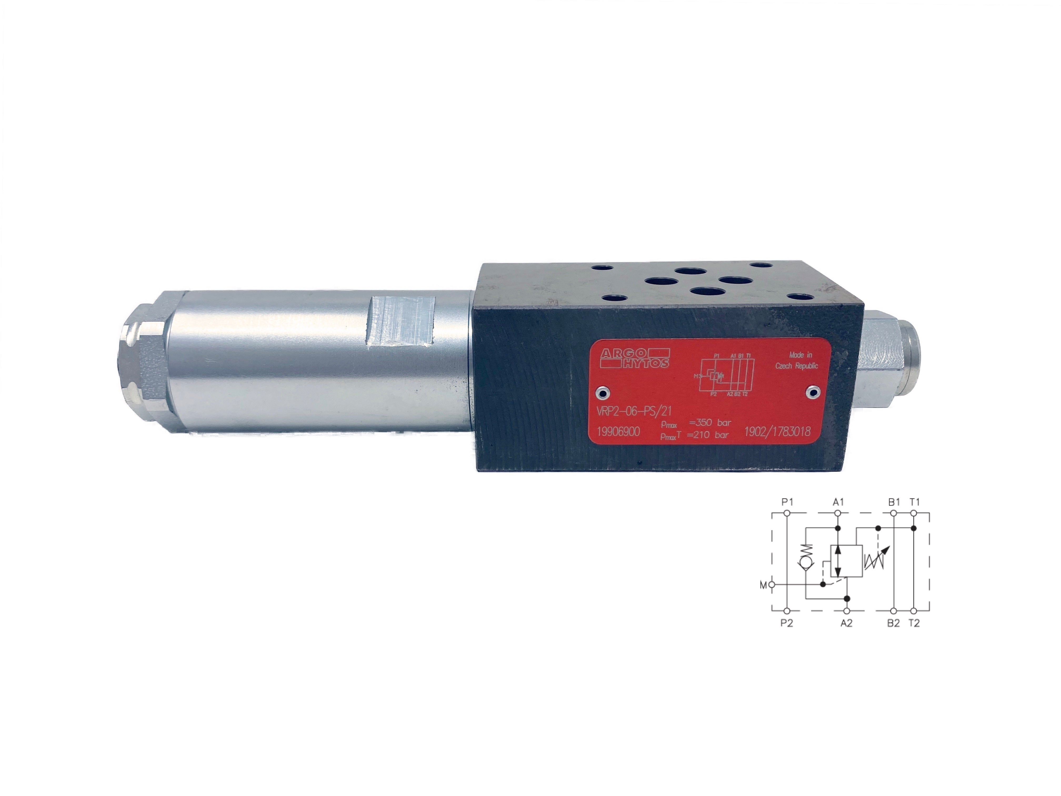 VRP2-06-AS/6-B : Argo Modular Pressure Reducing-Relieving Valve, Spool Type, Direct Acting, 13 GPM, 5100psi rated