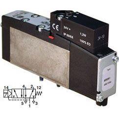 VS26G517DF318A : Norgren VS26 Series, 5/2 valve, sol/spring (115VAC) with glandless spool, non-locking