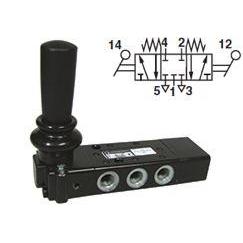 X3363822 - Norgren Super X Valve, 3-Position, 5-Way, Spool Configuration All Ports Blocked in Neutral, 1/4" NPT, Inline, Manual, Lever"