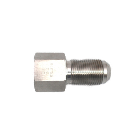 SS-2705-08-10-OHI : OHI Straight Bulkhead Adapter, 0.5 (1/2") Female NPT x 0.625 (5/8") Male JIC, Stainless Steel