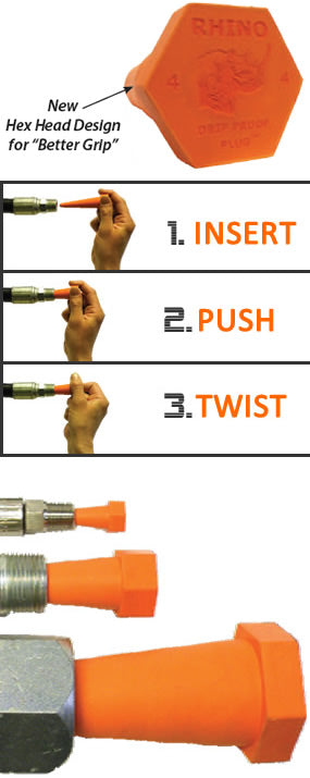 ROPLUG-K : Safety Orange Rhino Drip-Proof Plugs, Multi-Pack
